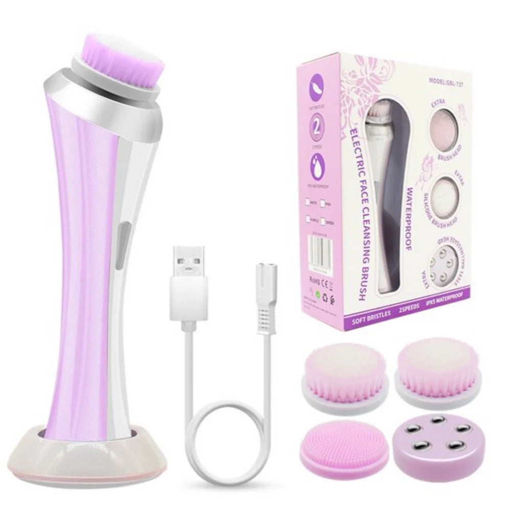 3-in-1 Electric Facial Cleansing Brush | Face Cleanser, Exfoliator & Massage | Deep Pore Skin Care Tool