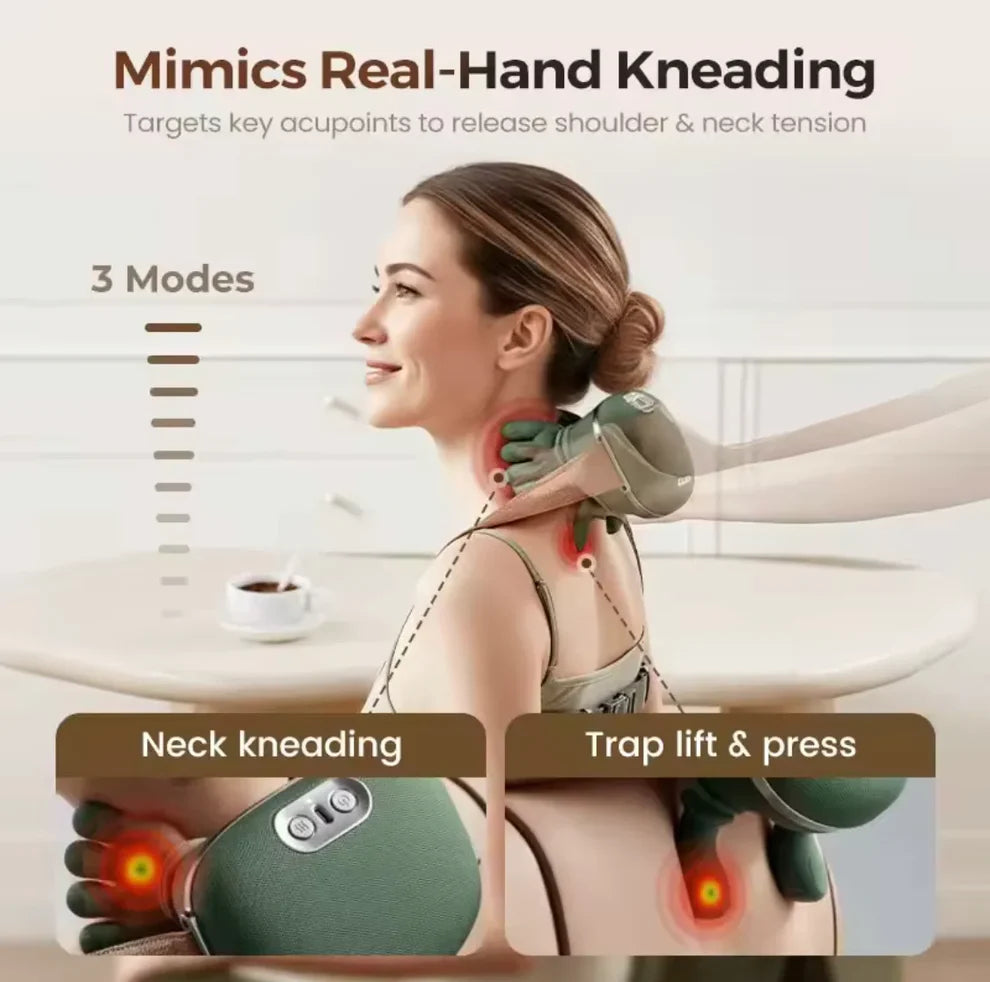 Heated Pillow Neck & Back Massager – Bionic Kneading Shoulder & Muscle Massager