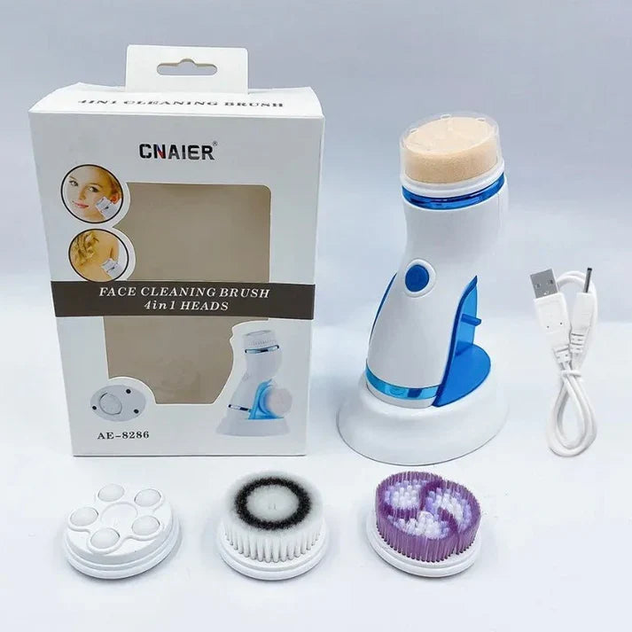 4-in-1 Electric Face Cleanser & Massager | Rechargeable Facial Cleansing & Exfoliating Brush | Skin Care Tool