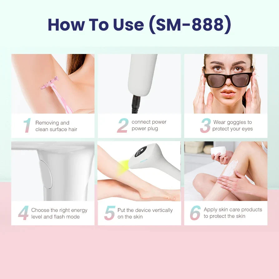 IPL Hair Removal Device SM-888 | Full Body Hair Reduction for Men & Women
