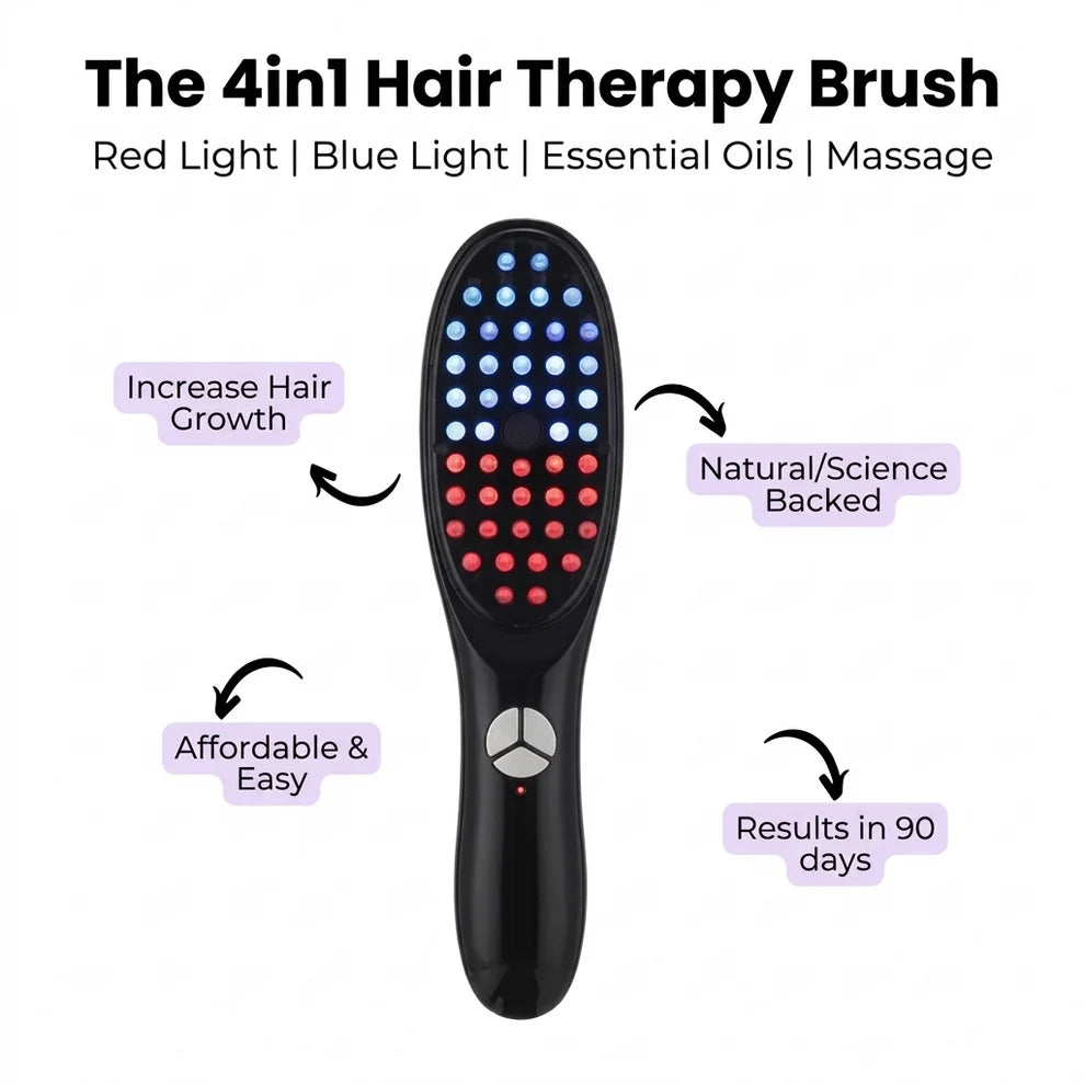Hair Growth Brush with Steam & Vibration | Scalp Massager & Hair Care Brush | Rechargeable Hair Treatment Tool